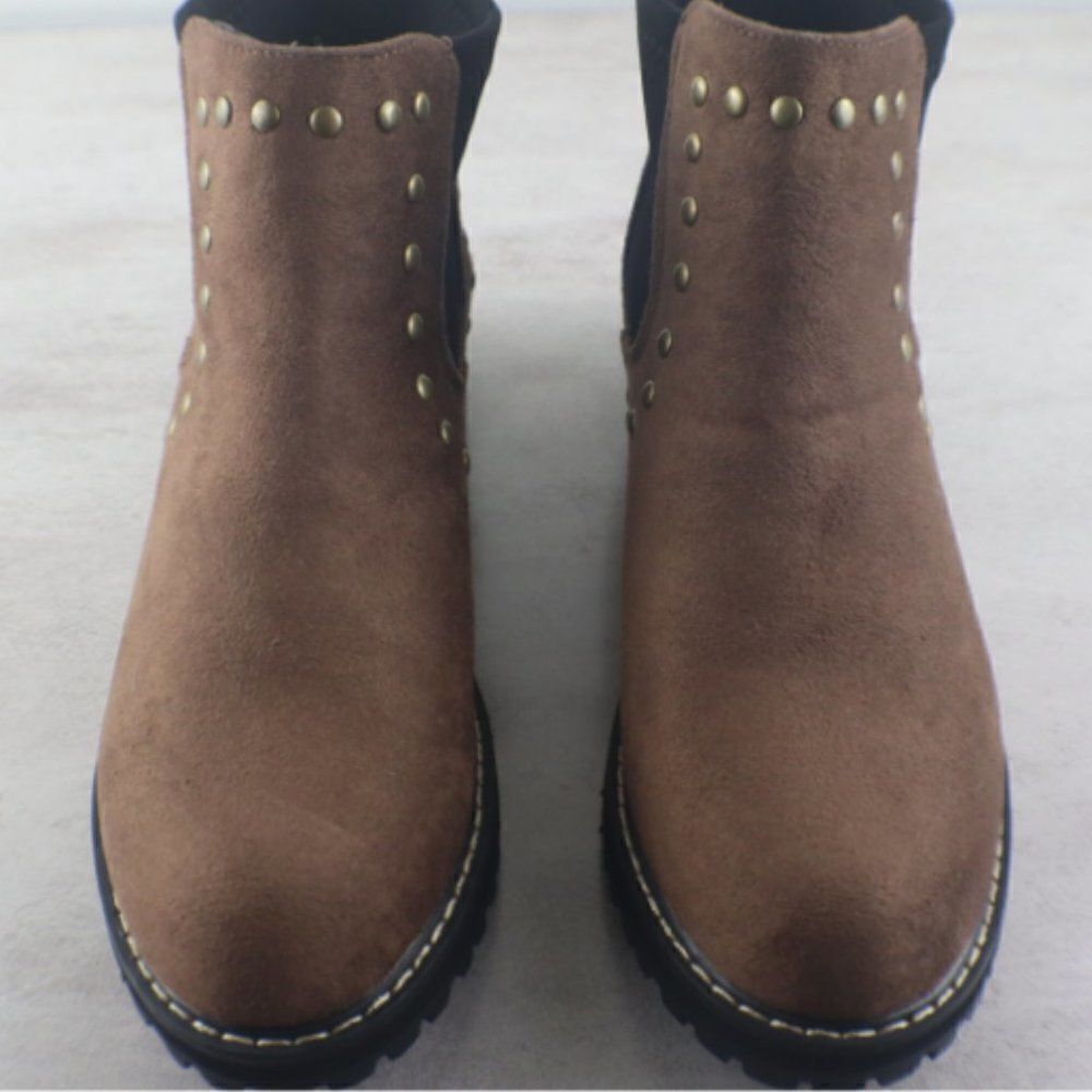 Seven7 Romanoff Size 9 Metallic Stud Suede Waterproof Combat Brown NEW Boots - Picture 8 of 11